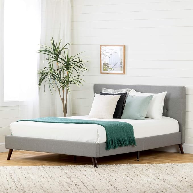 Fusion Padded Upholstered Platform Bed and Headboard-Full-Medium Gray