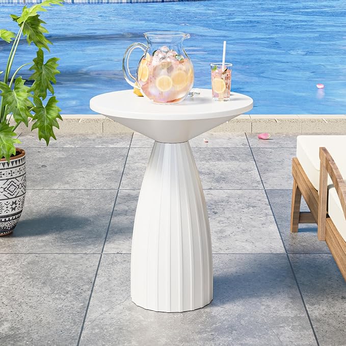 Round Small Patio Side Table, Metal Steel Outdoor Side Table, Patio Accent End Table