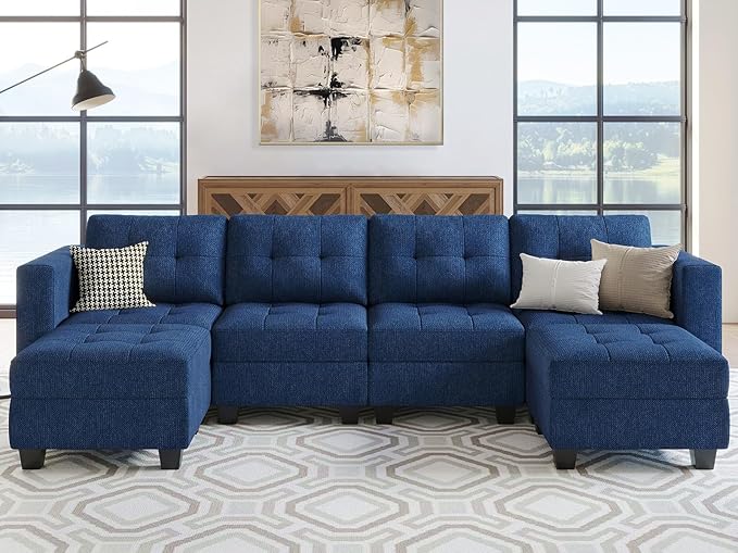 Light Grey L Shape 5-Seat Modular Sectional Sofa with Storage