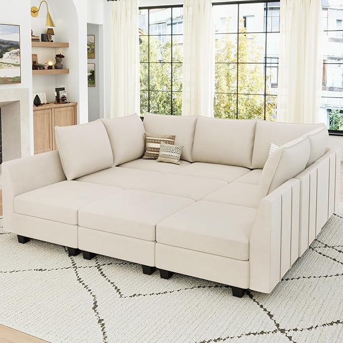 99.3”W L-Shaped Down Filled Sectional Couch, 4 Seater Modular Sofa