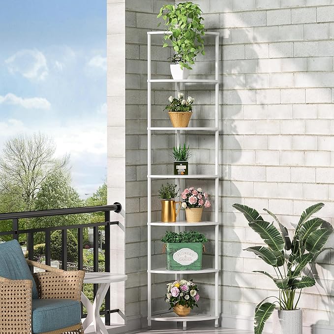 Corner Plant Stand Shelf, 5 Tier Tall Shelf Plant Stand for Indoor Plants, Rustic Brown