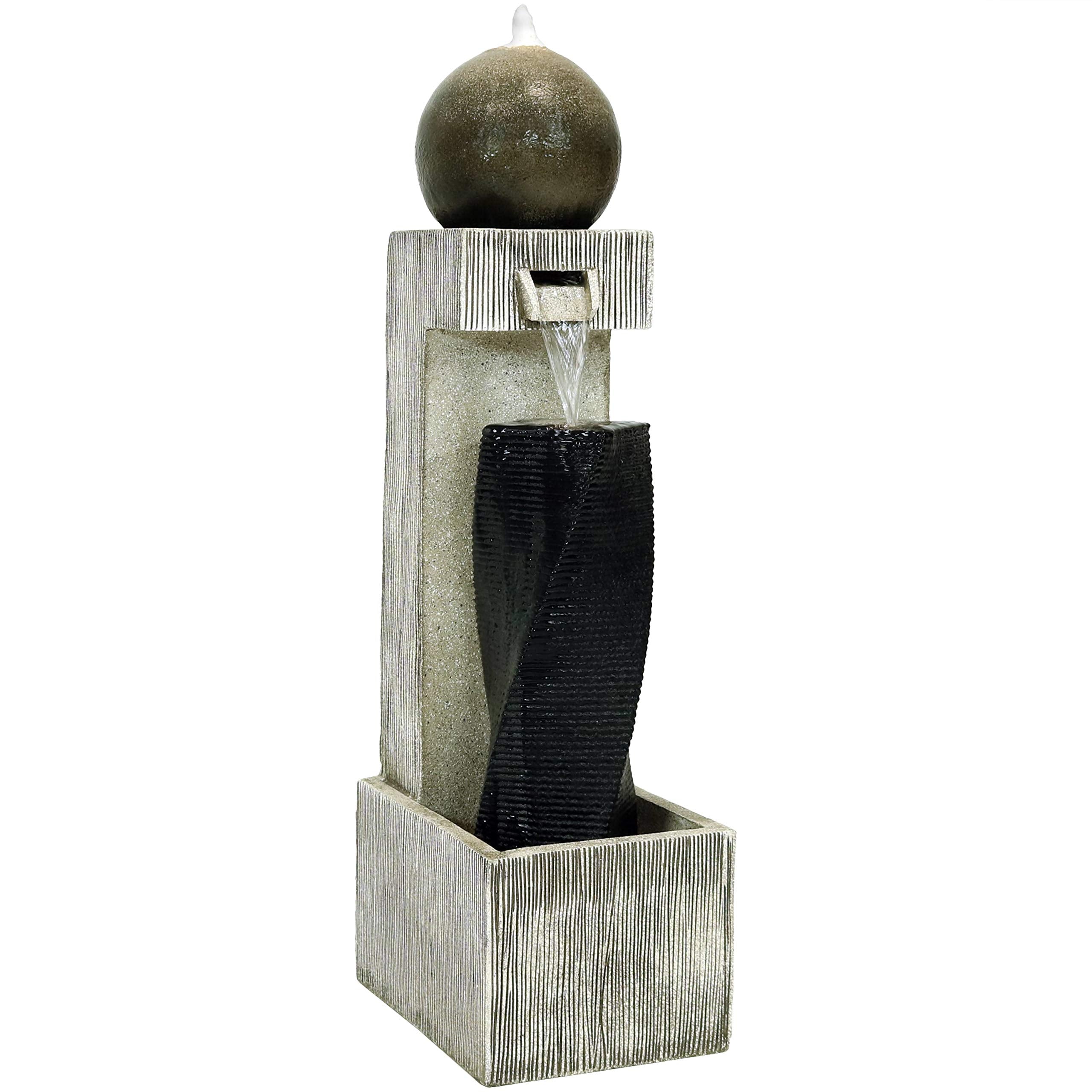 35-Inch Outdoor Water Fountain - LED Lights - Electric Submersible Pump