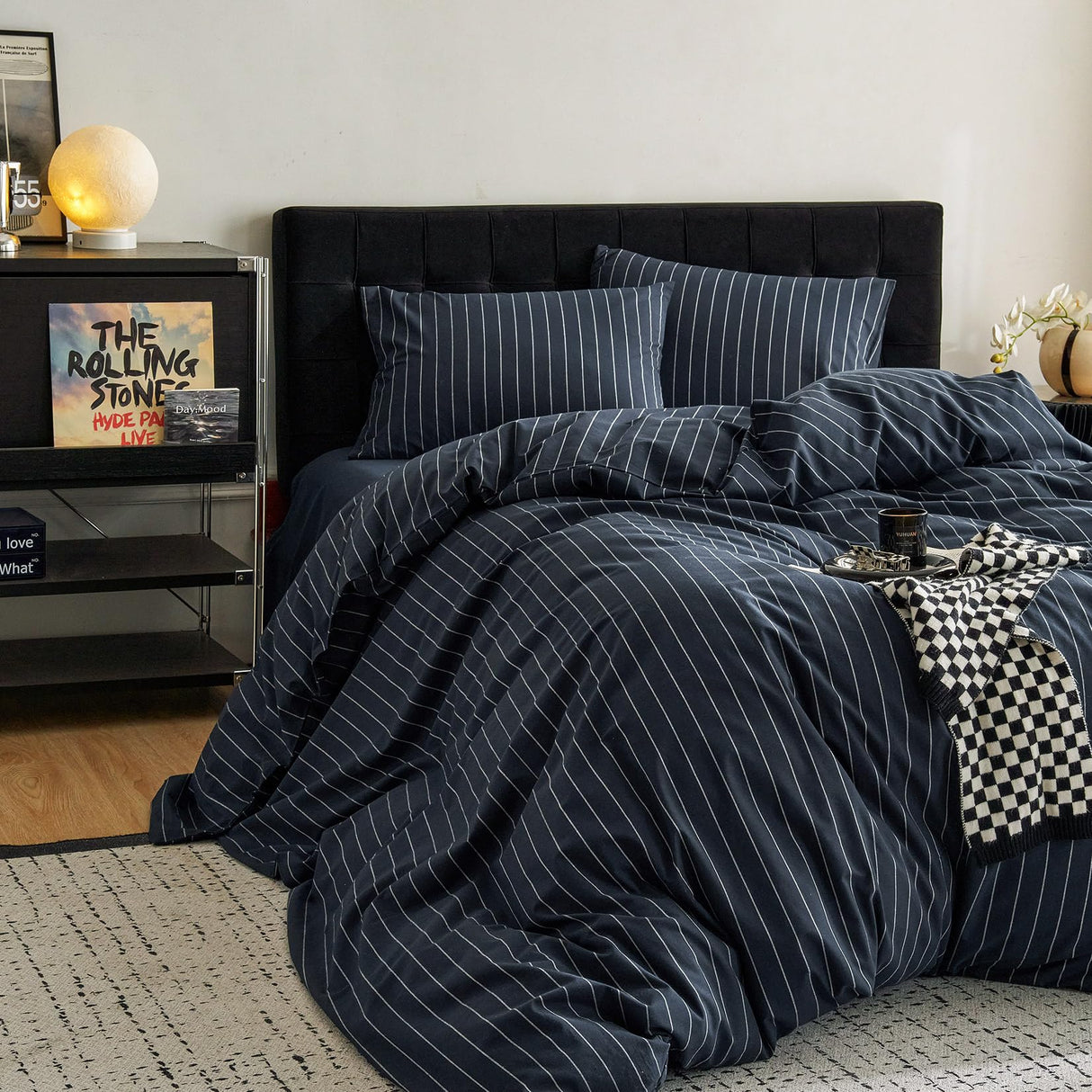 Cloud - Striped Cotton Duvet Cover Set, Ticking Stripe Vertical Pinstripe