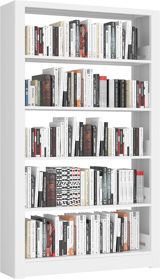 69" Tall Heavy-Duty Bookshelf, 5-Tier Metal Bookshelf with Adjustable Shelves