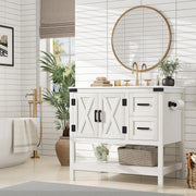 Bathroom Vanity with Sink Combo, Wood Barn Door Freestanding Small Single Bath Storage Cabinet Set