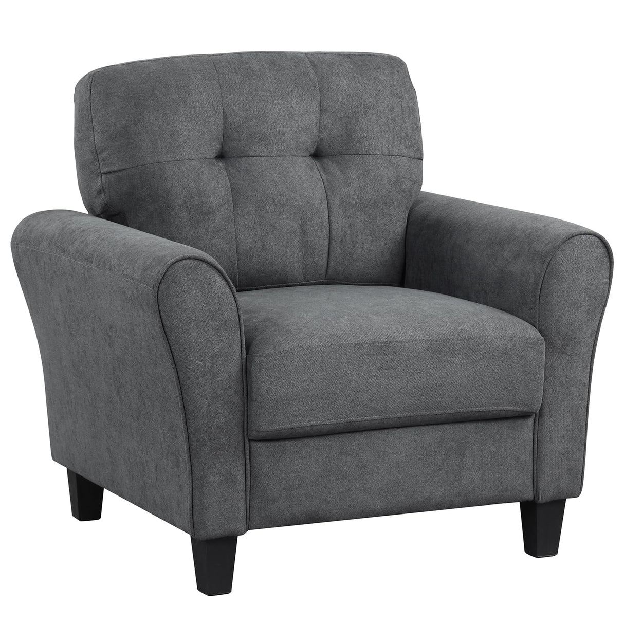 Modern Mid-Century Accent Chair - Linen Living Room Chair with Tufted Back