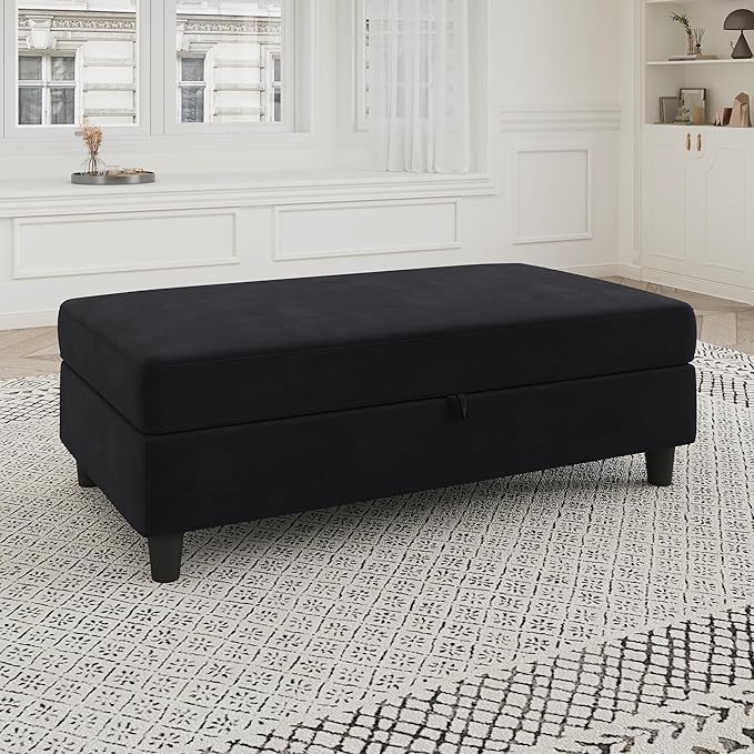 Storage Ottoman Bench, Upholstered Rectangle Ottoman Module, Storage Ottoman