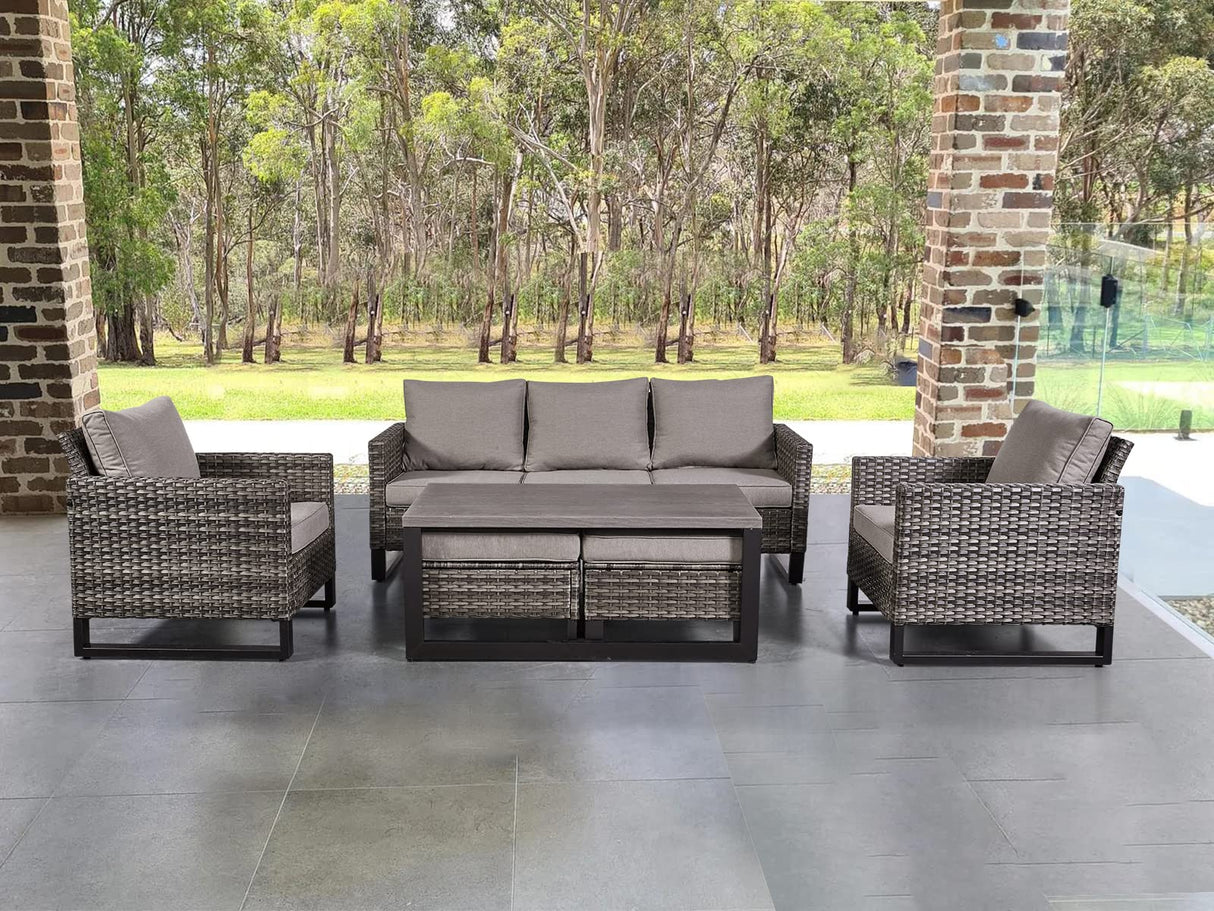 6 Piece Patio Furniture All Weater Wicker Outdoor Sectional Sofa,High Back Patio Chairs