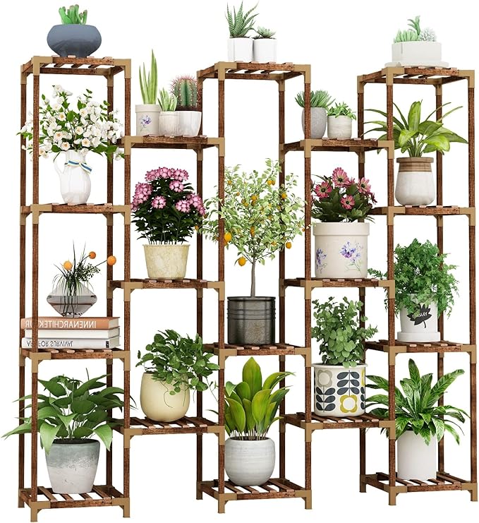 Corner Plant Stand with Grow Lights, 14 Tier Tall Plant Shelf Indoor Outdoor