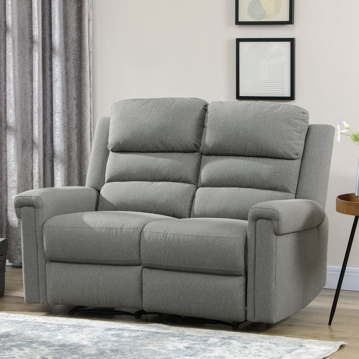 DuoEase 2-Seater Manual Reclining Loveseat – Tufted Back, Linen Fabric, RV-Ready