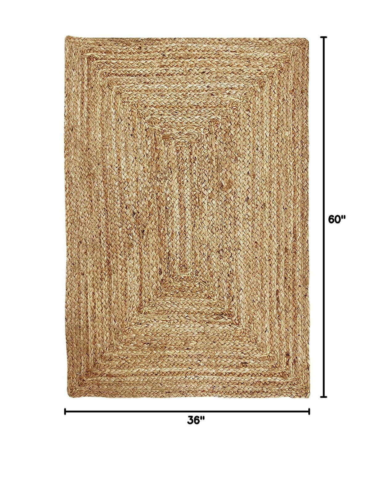 3x5 Handwoven Jute Braided Area Rug - Natural Rustic Reversible Rectangular Rug