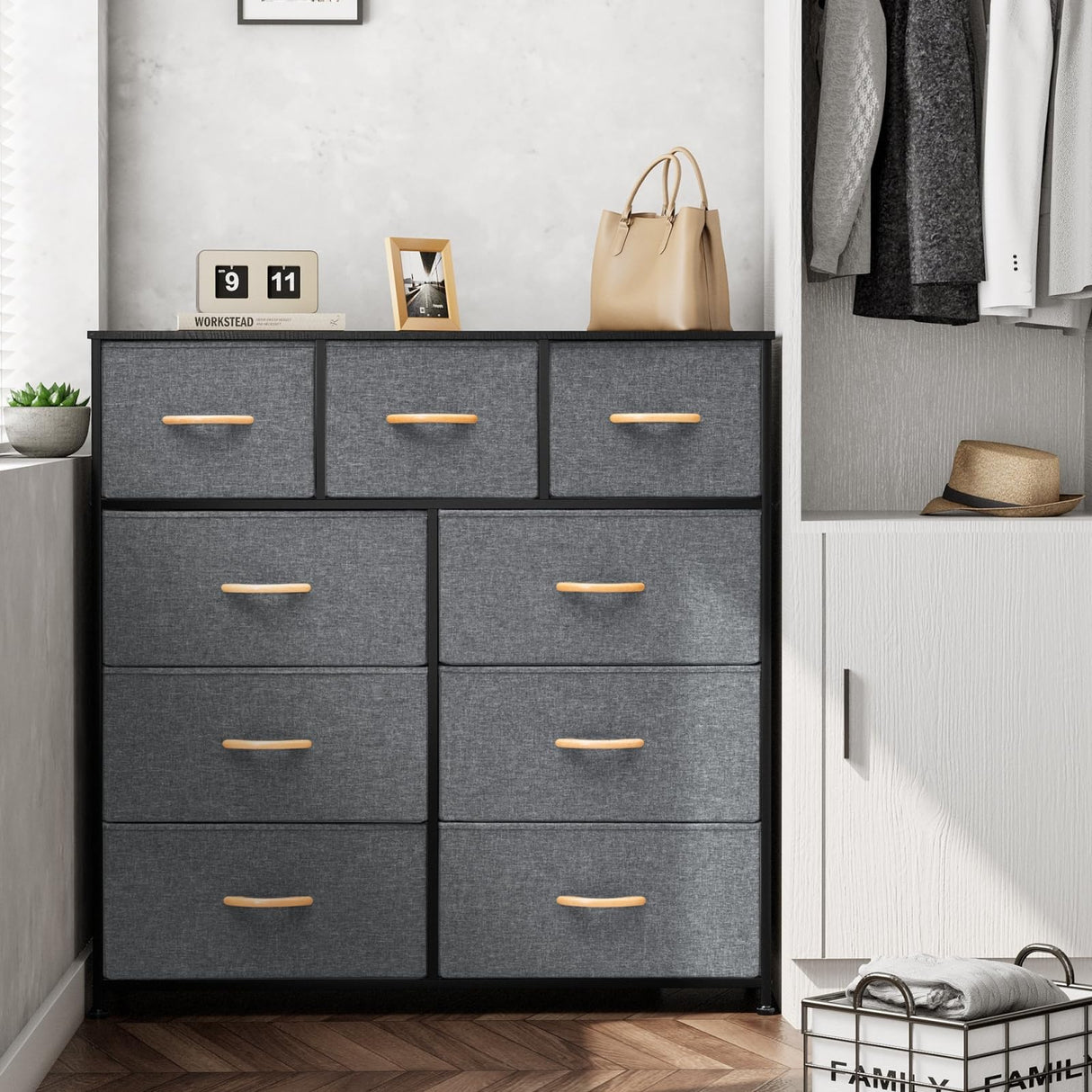White Dresser, Tall Dresser for Bedroom, Closet Dresser