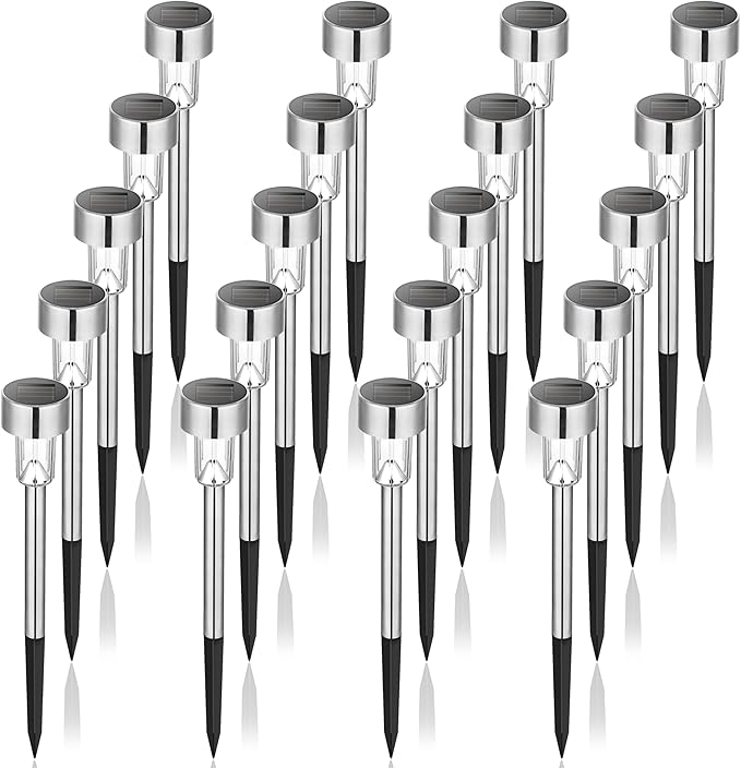 Solar Lights Outdoor Waterproof, 12 Pack, Stainless Steel LED Solar Garden Lights for Patio