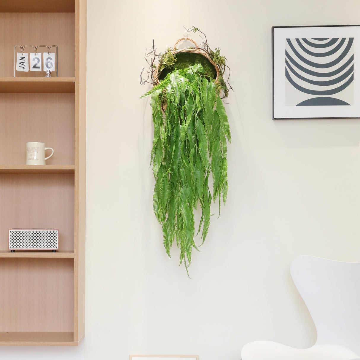 Artificial Hanging Plants, Fake Hanging Boston Fern Greenry Plant Faux Green
