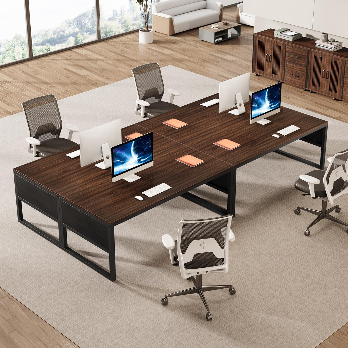 63-Inch Executive Desk, Large Office Desk with Mobile File Cabinet