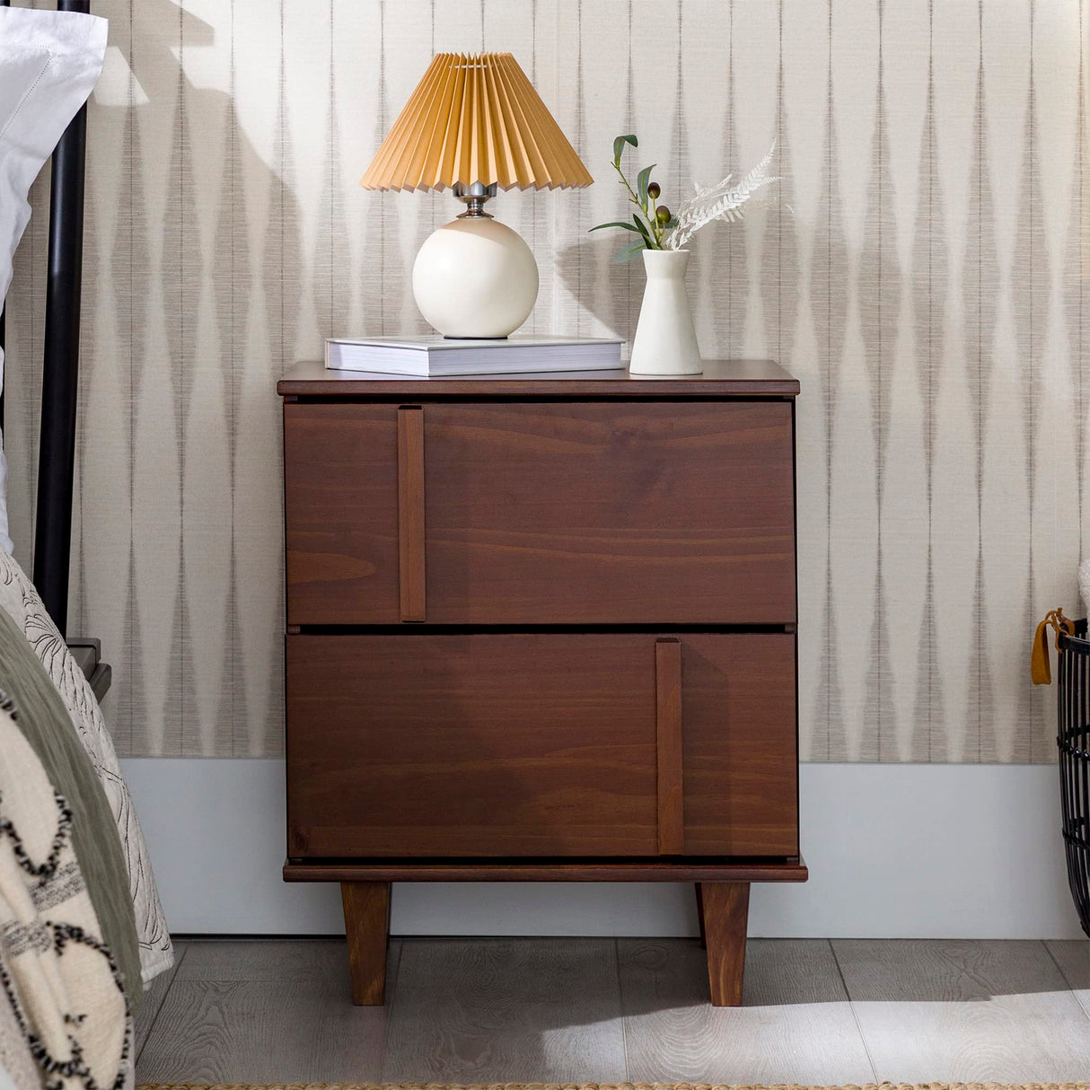 Sprague Contemporary Detailed Drawer Solid Wood Nightstand