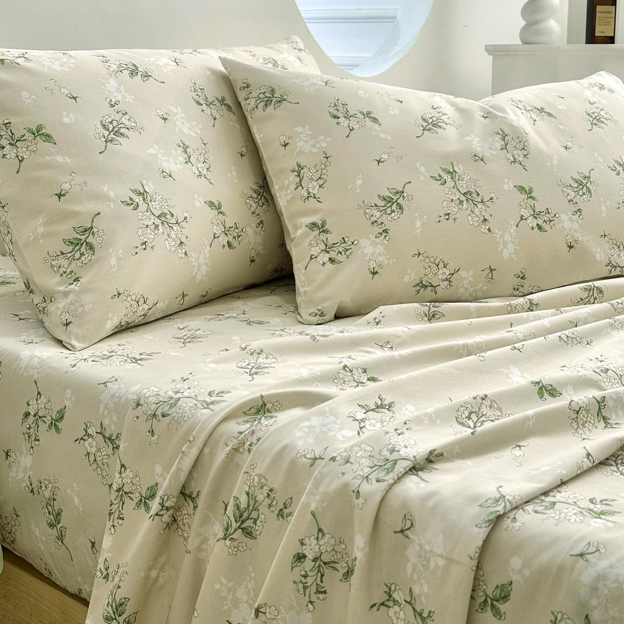 Floral Bed Sheets Queen - Cotton Sheet Deep Pocket up to 18 inch