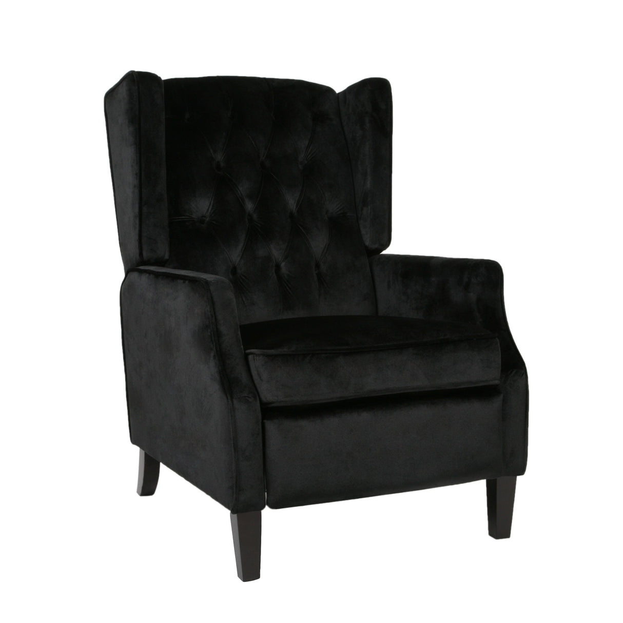 Knight Home Diana Wingback Recliner, Black + Dark Brown