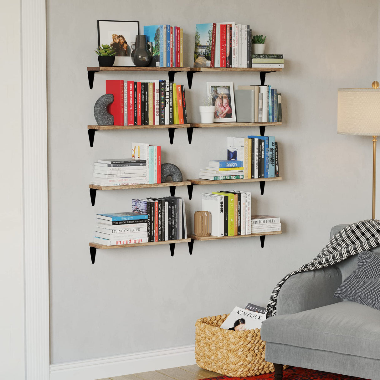 Arras Floating Shelves for Wall, 17"x 4.5" Rustic Bookshelf for Living Room Decor