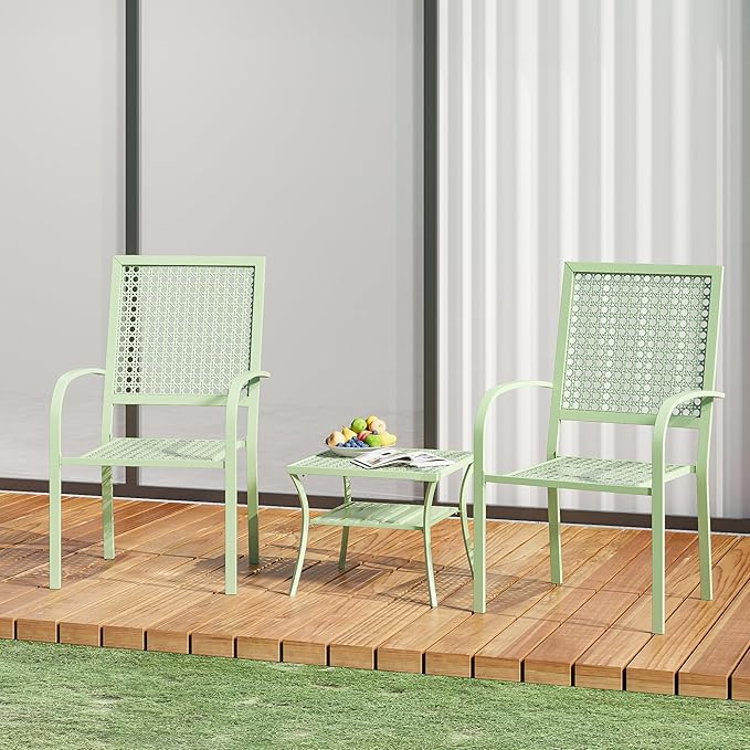 3 Pieces Patio Bistro Set, Outdoor Patio Furniture Set, Modern Patio Chairs with Table