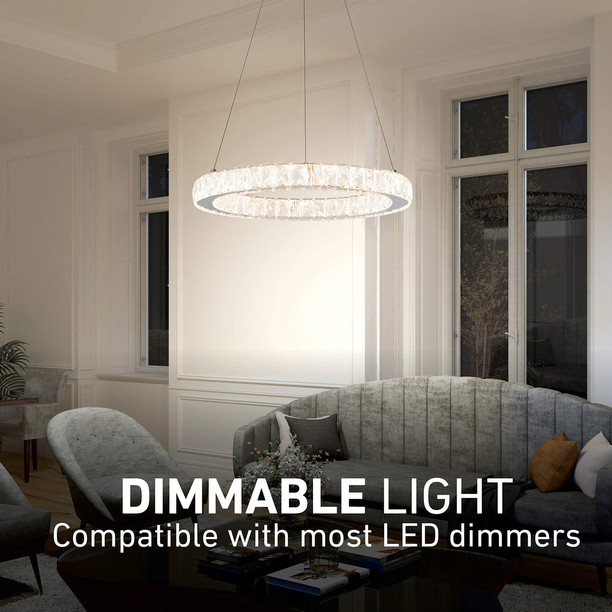 Celebrity 20W LED Glam Chandelier, Chrome Base with Glass Crystal Diffusers - Ideal