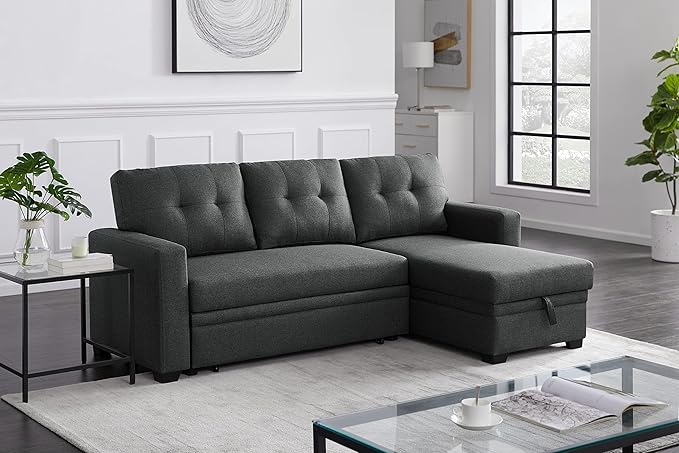 82" Convertible Sectional Sleeper Sofa with Storage Chaise