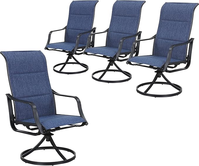 HOME Patio Dining Swivel Chairs Set of 4 Textilene High Back Outdoor Bistro Furniture