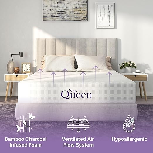 14 Inch Queen Size Mattress, Bamboo Charcoal Foam Mattress