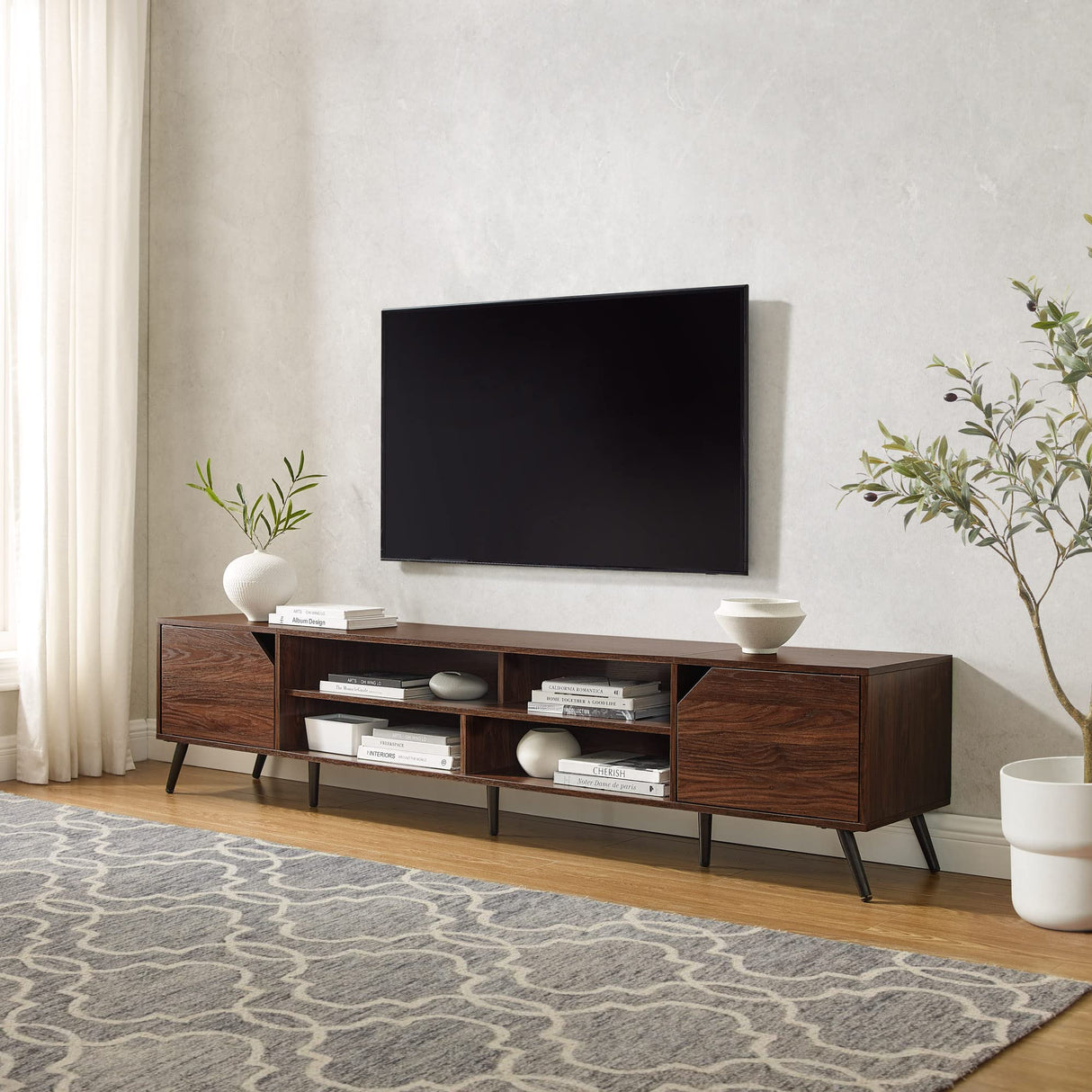 Walker Edison Nora Modern Minimal Open-Shelf TV Stand for TVs up to 90 Inches