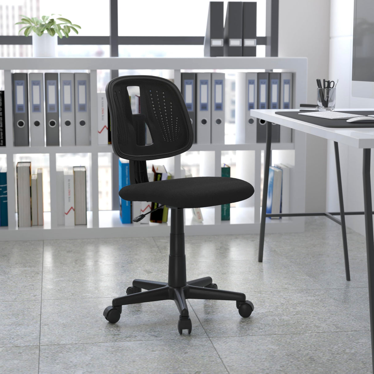 Flash Fundamentals Mid-Back Swivel Task Office Chair with Pivot Back, Height-Adjustable