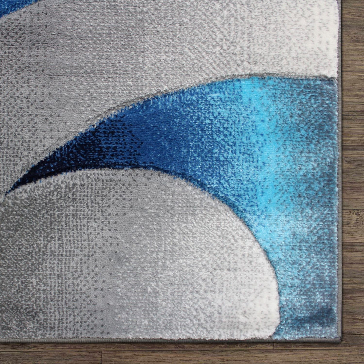 Blue Ocean Waves Area Rug 8x10 - Modern Abstract Swirl Design