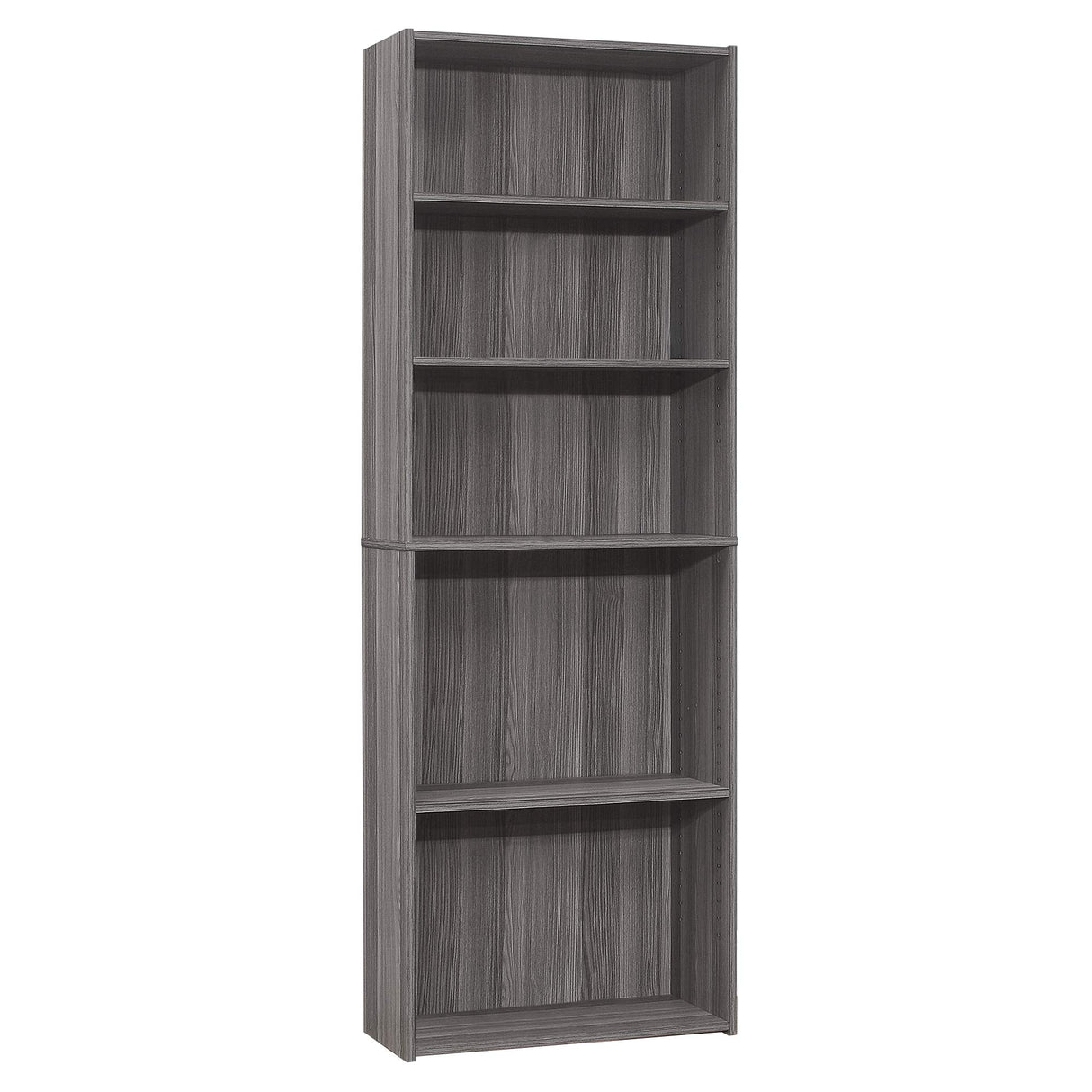 I BOOKCASE-72 H/Grey with 5 Shelves Bookcase, Gray