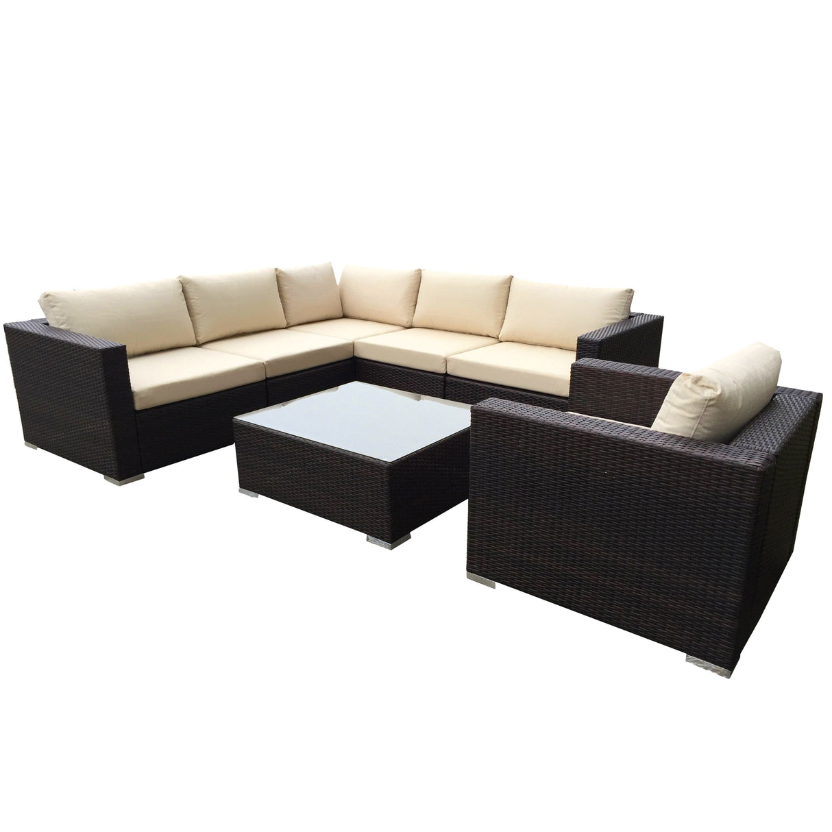 Christopher Knight Home Santa Rosa Outdoor Wicker 6-Seater Sectional Sofa Set