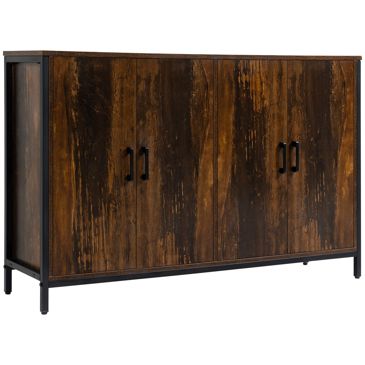 Industrial Buffet Cabinet Sideboard with Doors, Kitchen Storage Cabinet with Adjustable
