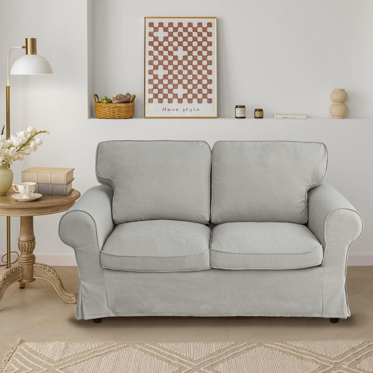 Light Grey EKTORP Loveseat Cover Custom Made Compatible for IKEA EKTORP 2 Seat Loveseat,
