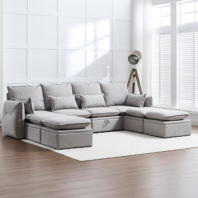114'' Waterproof Modular Sectional Sofa with Large Storage