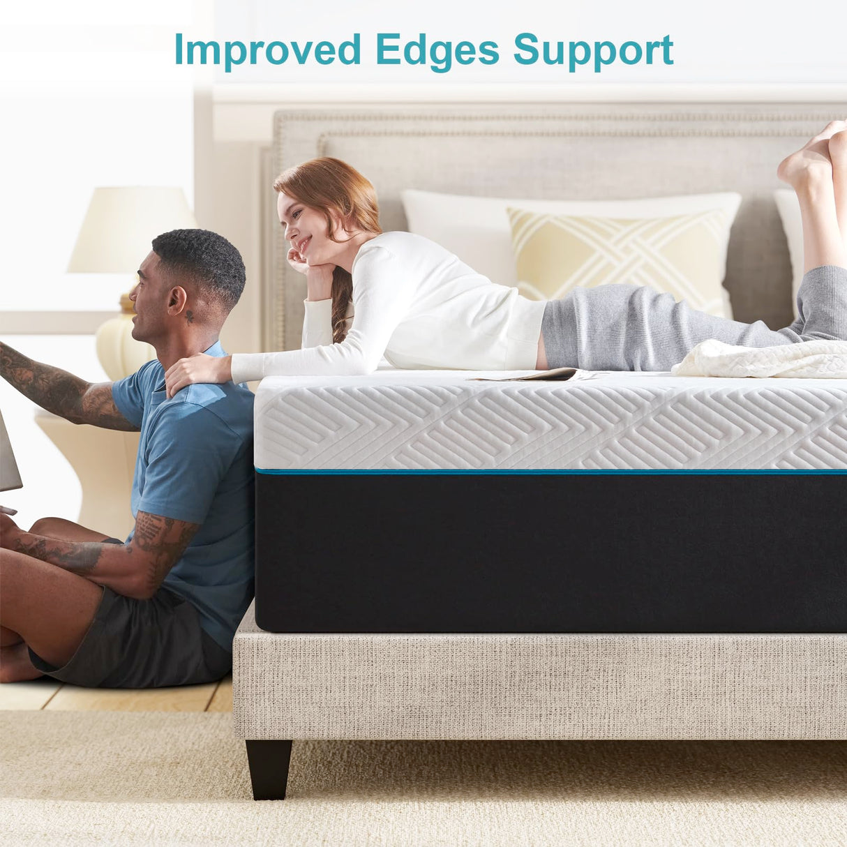 Queen Size Mattress,14-Inch Queen Foam Mattress in Box,Edges Support