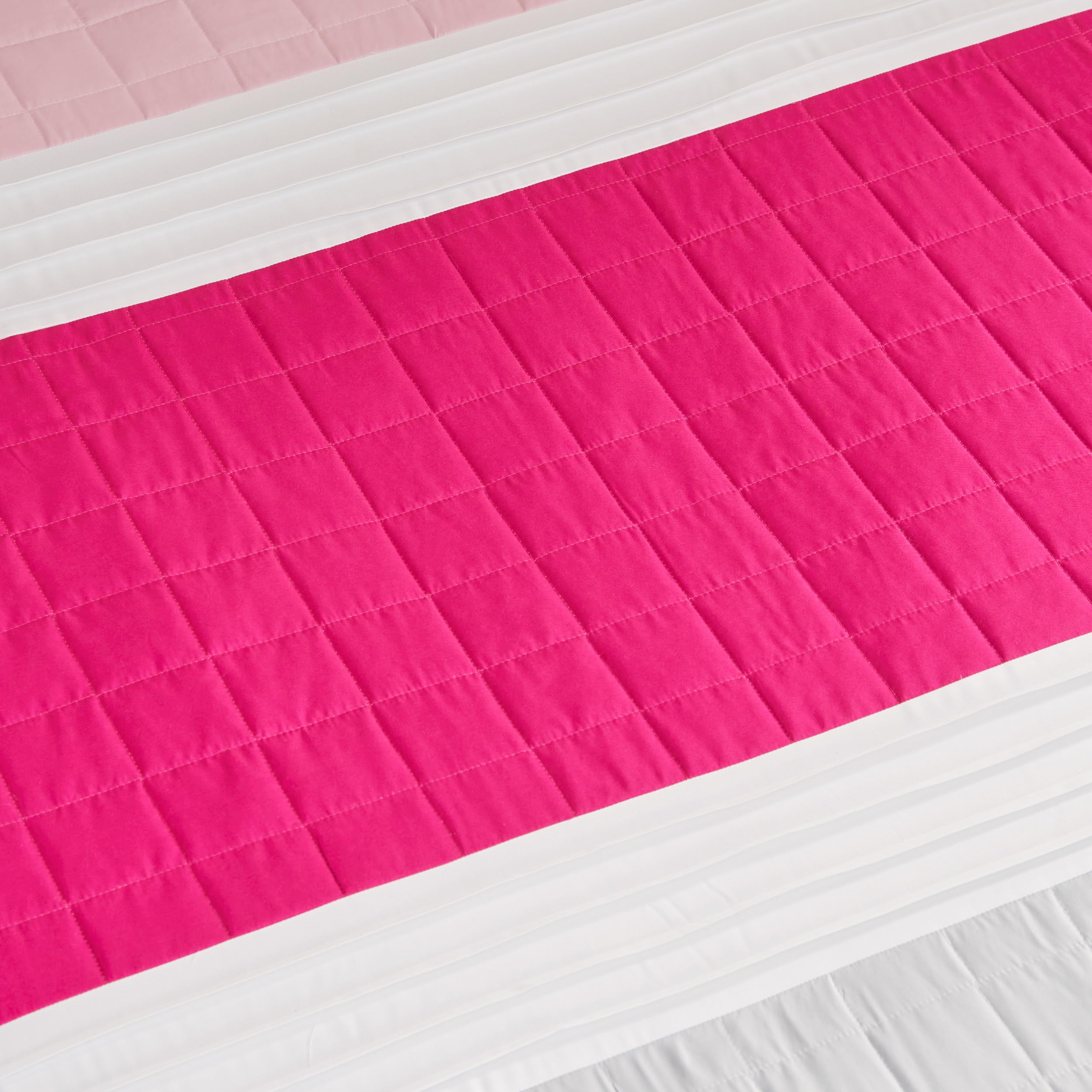 Blocked King Striped 5-Piece Comforter Set - Pink/White/Grey Designer Bedding Set