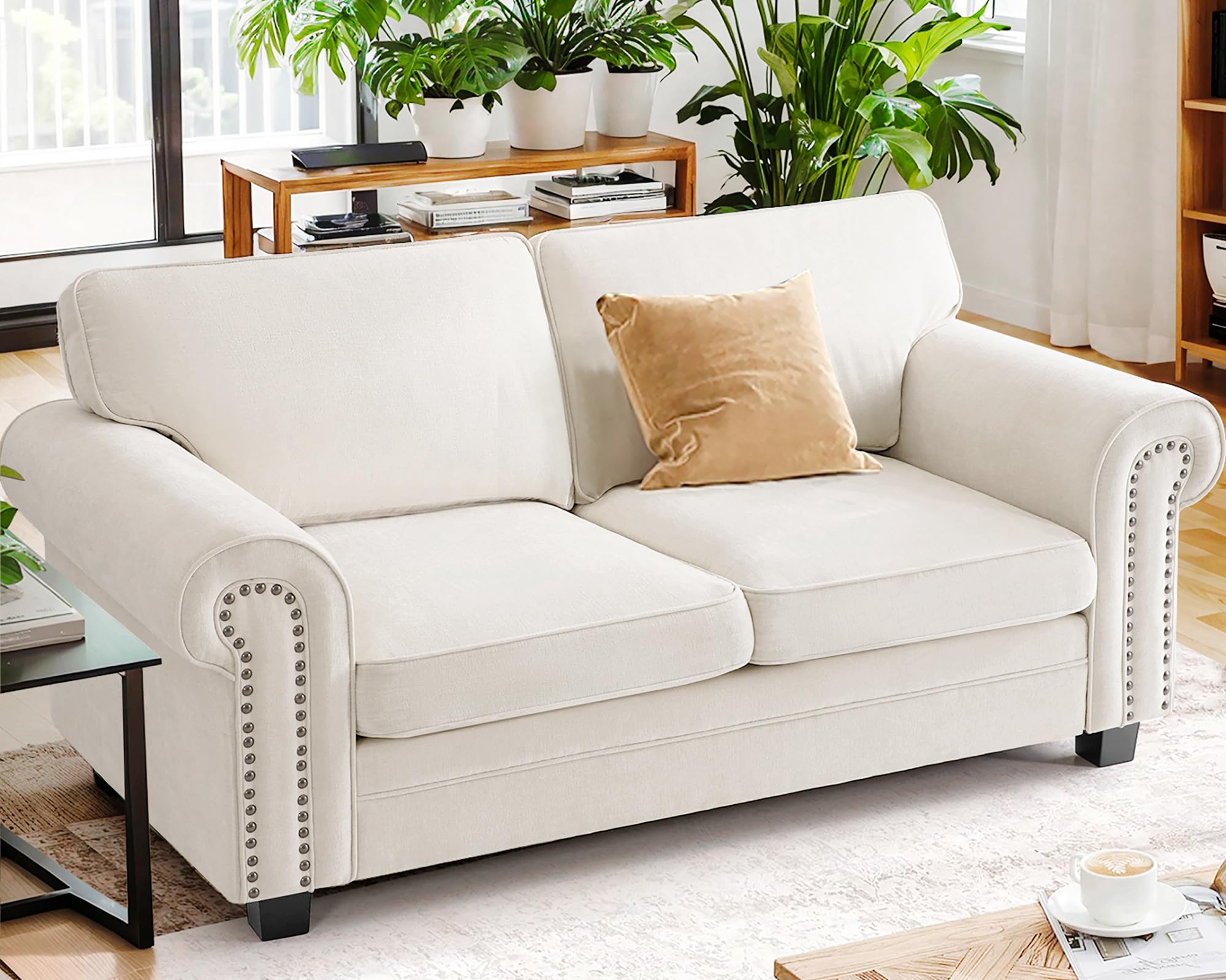 71" Mid-Century Loveseat Sofa Small Chenille Couch