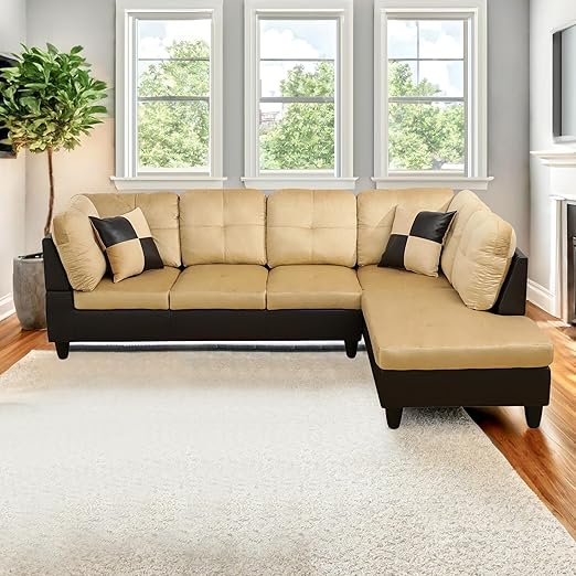 L Shaped Couch Sectional Couches for Living Room Morden Upholstered Linen Fabric