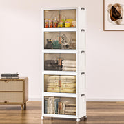 16 Gal Stackable Storage Bins with Lid, 5 Pack Plastic Collapsible Storage Cabinet