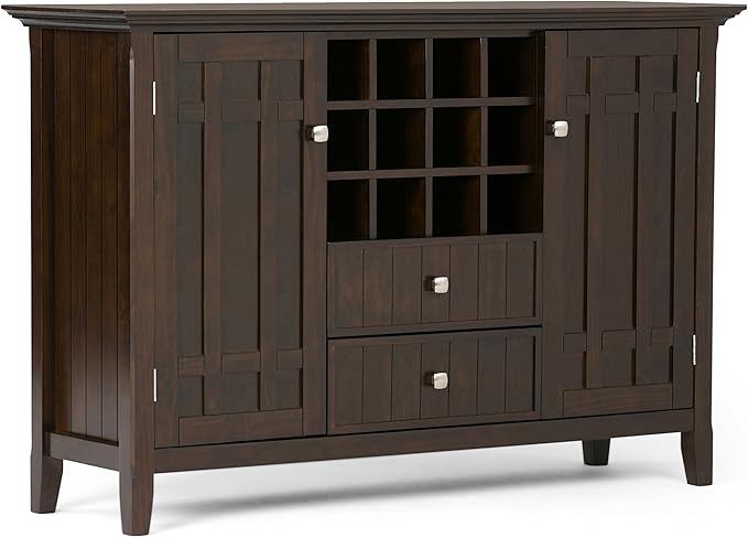 Bedford Solid Pine Wood 54 inch Rustic Sideboard Buffet Credenza in Dark Tobacco
