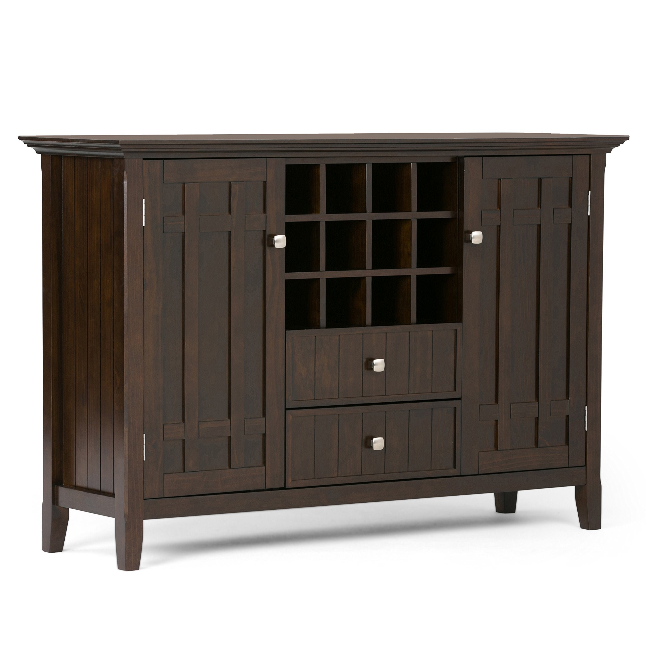 Bedford Solid Pine Wood 54 inch Rustic Sideboard Buffet Credenza in Dark Tobacco