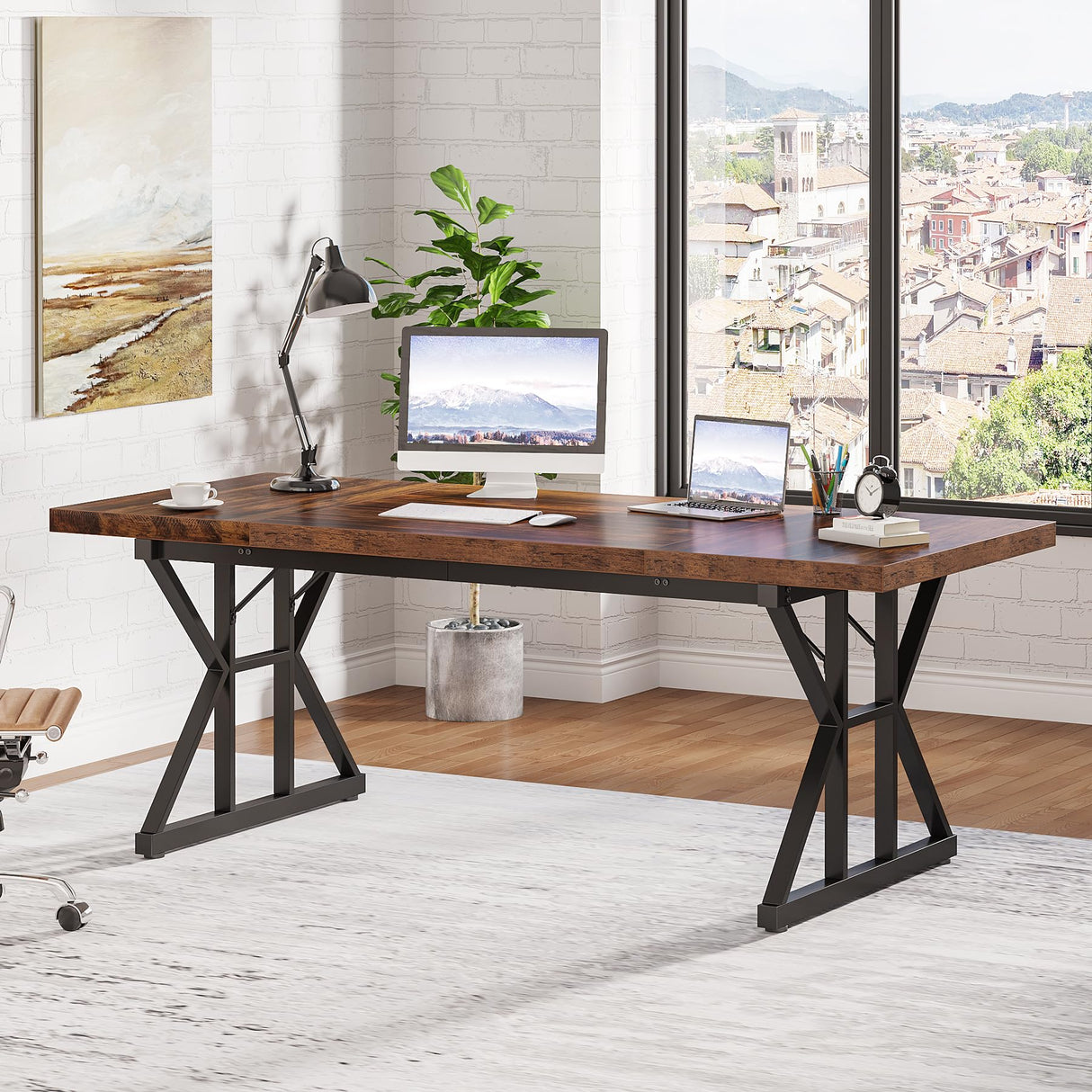 70.8-Inch Executive Desk, Large Computer Office Desk Workstation
