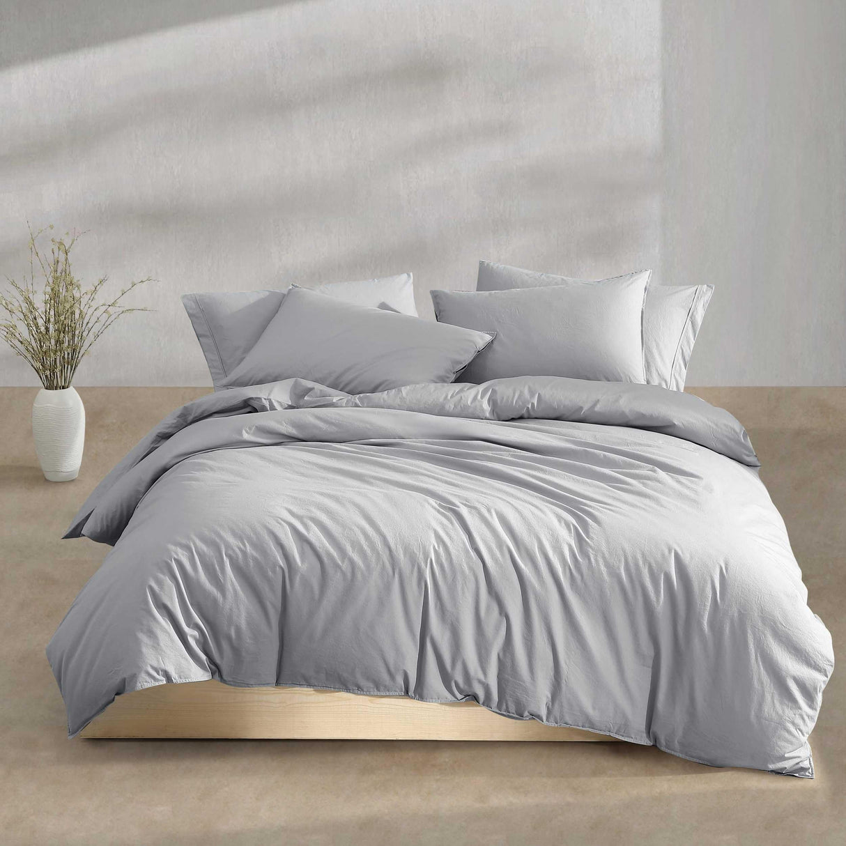 King Comforter Set, Modern Cotton Washed Percale Bedding with Matching Shams