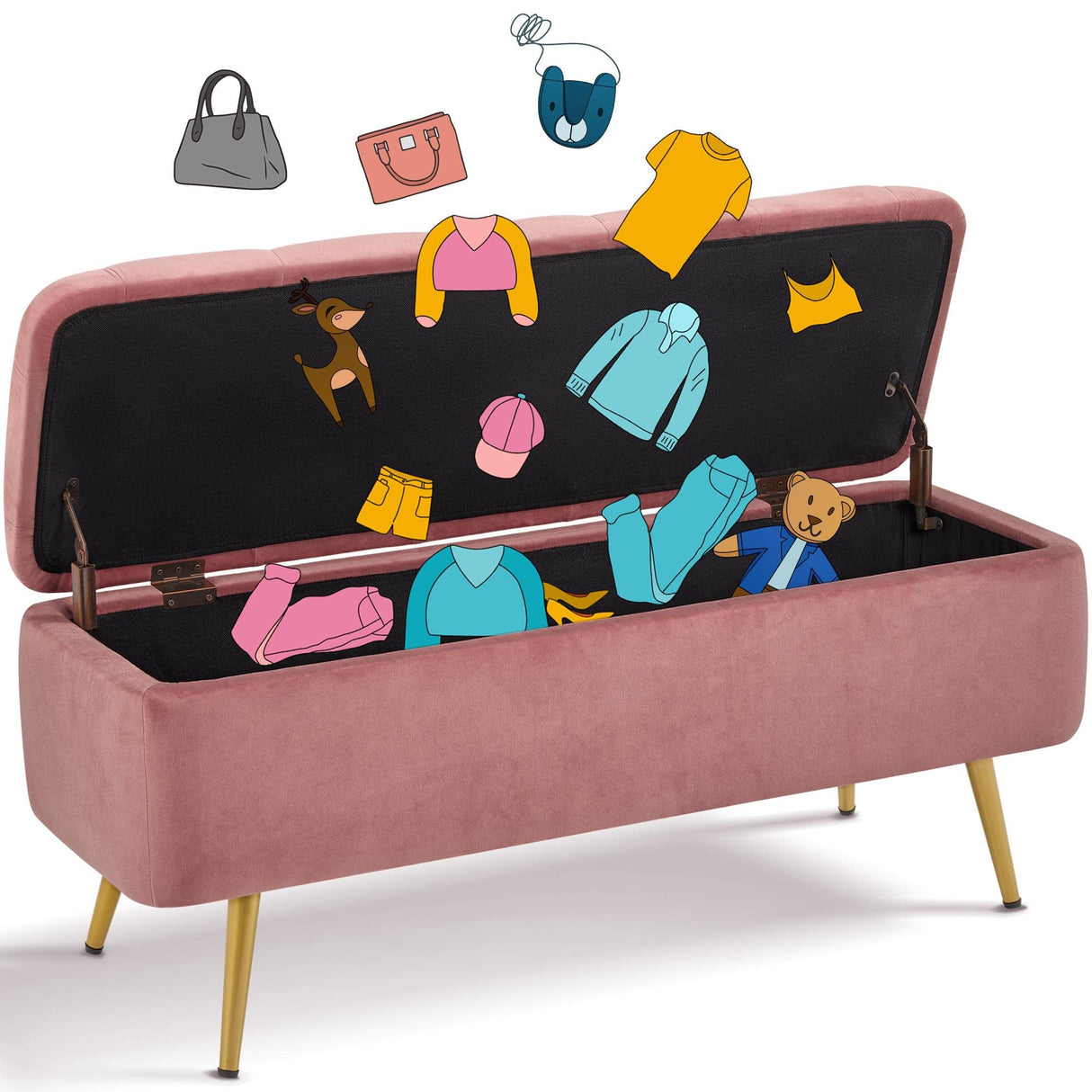 Modern Ottoman Footstool Bench with Storage Bench