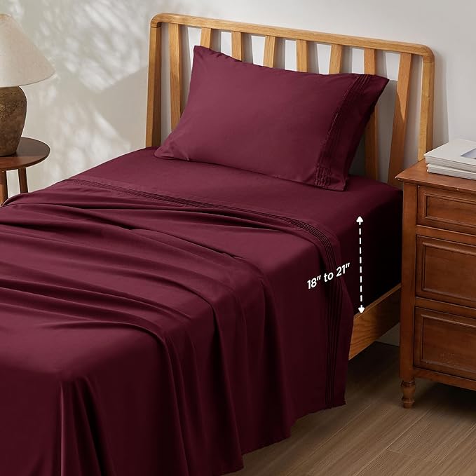 Deep Pocket Queen Sheets Set - Fits Mattresses Up to 21" Thick