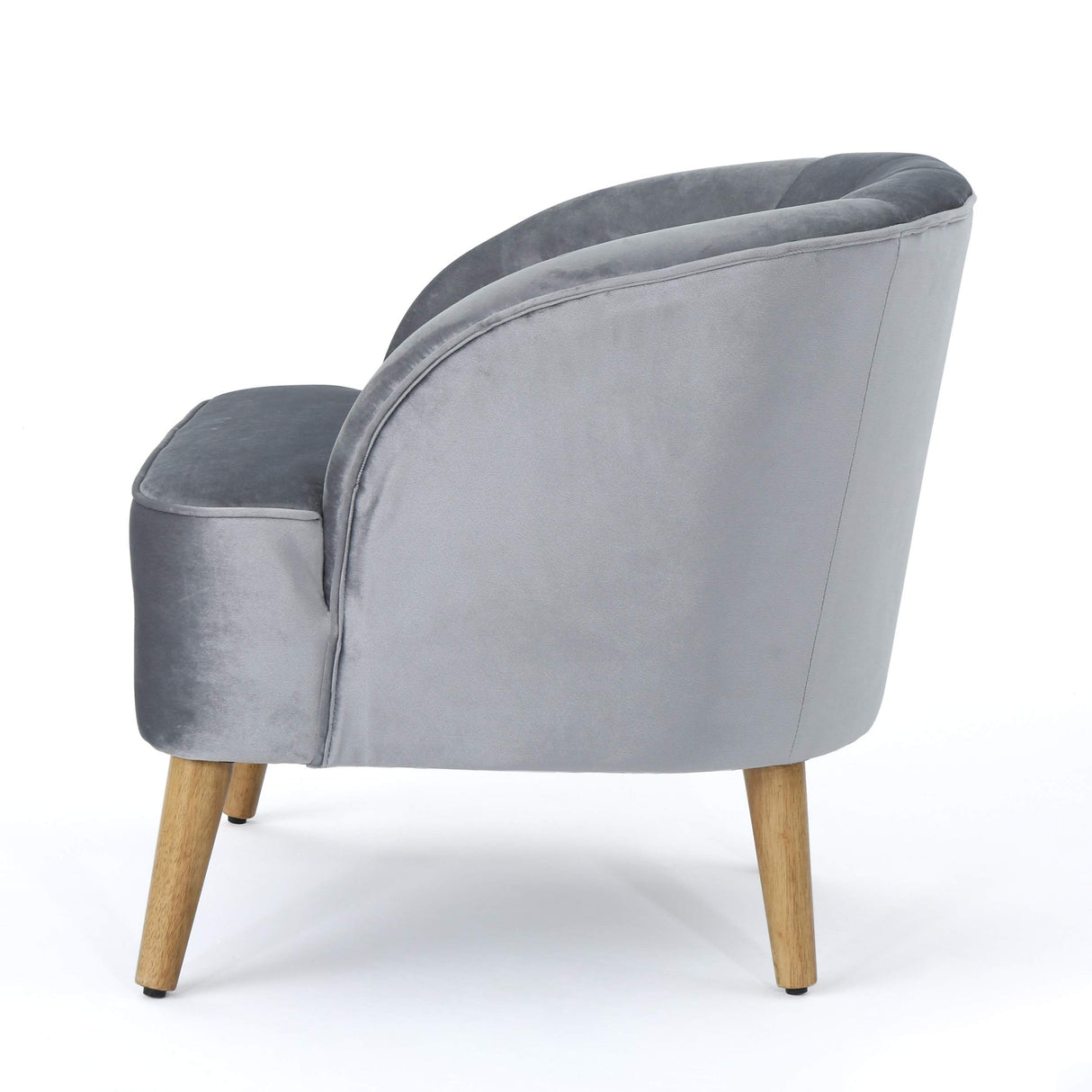 Knight Home Amaia Modern Velvet Club Chair, Pewter / Walnut