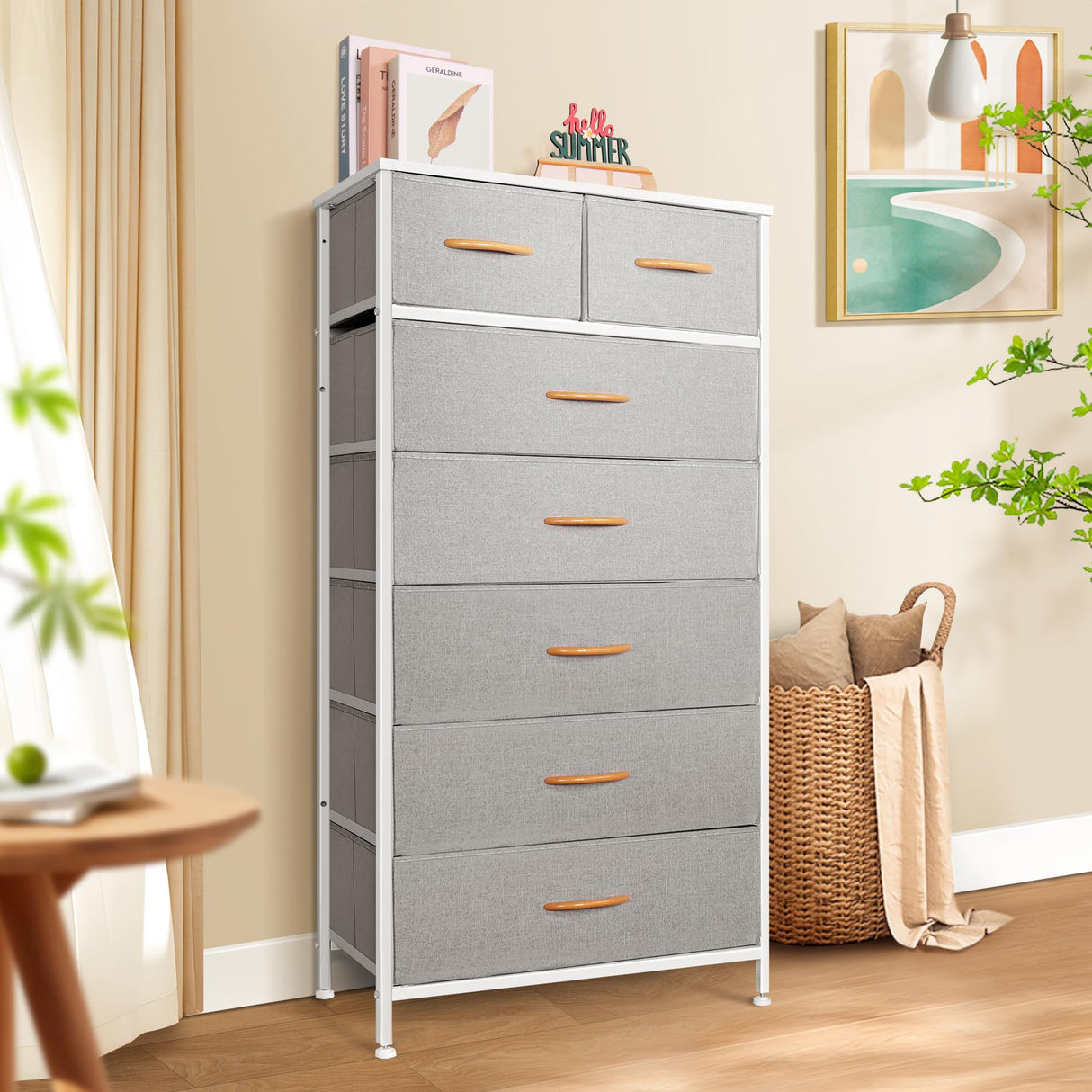 Tall Dresser for Bedroom, Vertical Storage Organizer Tower