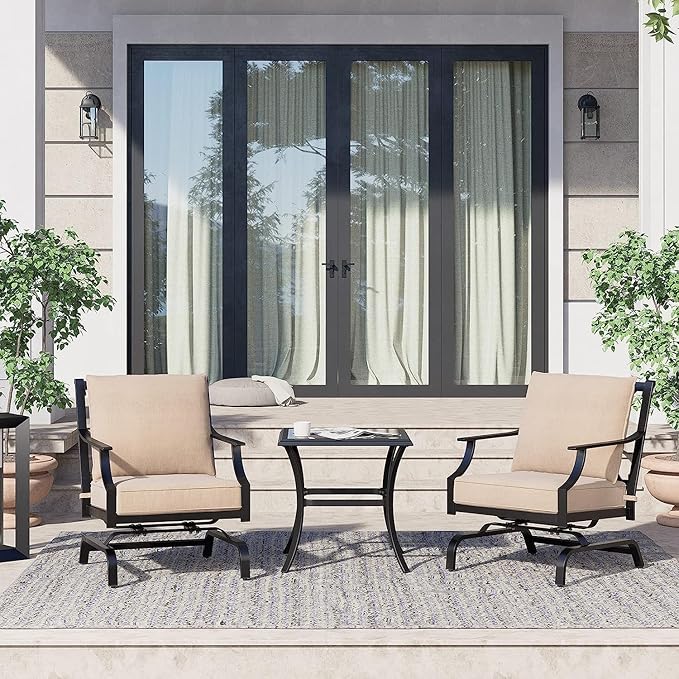 2-Piece Outdoor Chair Set,Patio Chair Set with Peacock Thick Cushions for Backyard